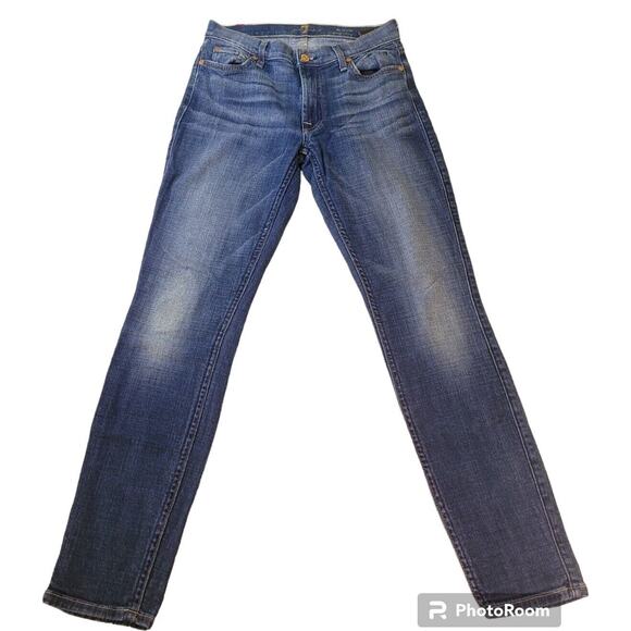 7 For All Mankind Gwenevere Skinny Jeans Women’s 26x27 Mid Rise Medium Wash - Picture 3 of 7